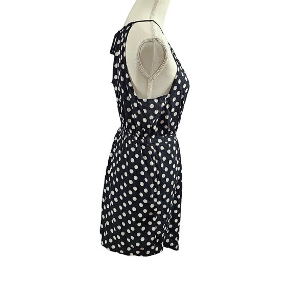 Maeve By Anthropologie Polka Dot Halter Asymmetrical Black And White Mini Dress - Picture 5 of 11